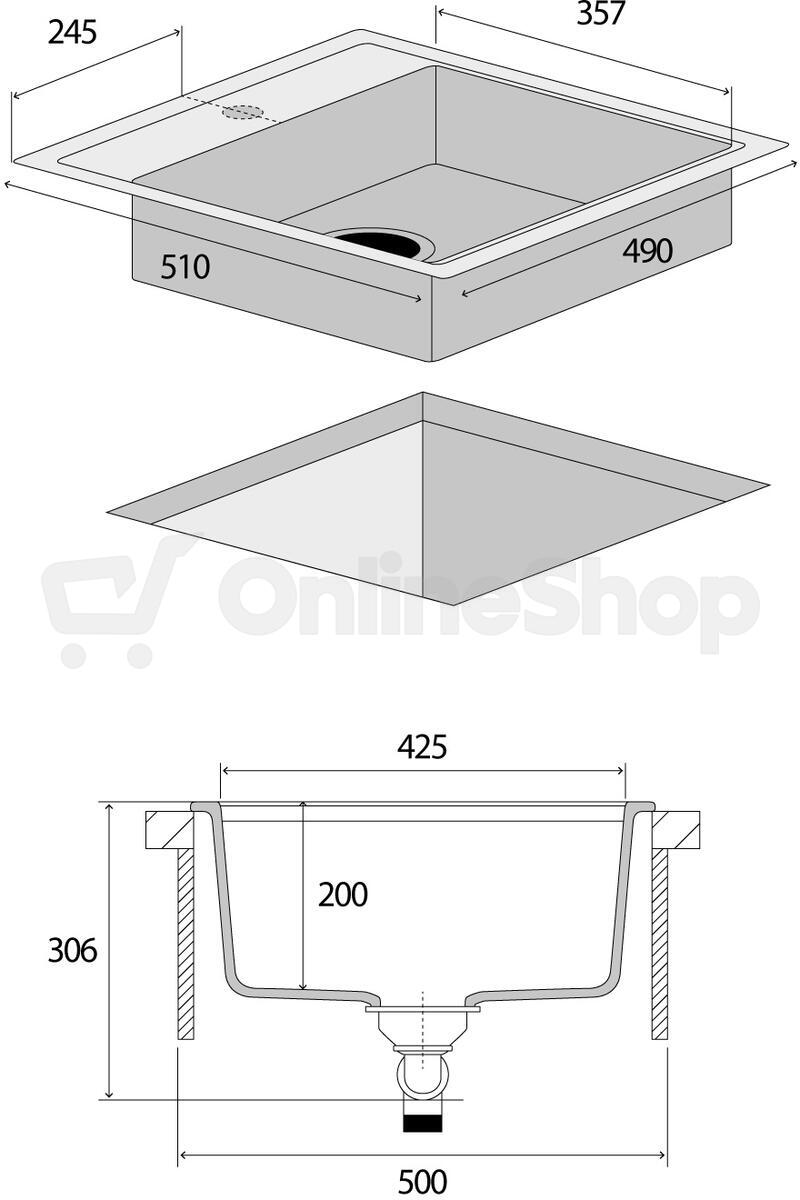 Dřez Concept DG00C50dg Cubis tmavě šedý