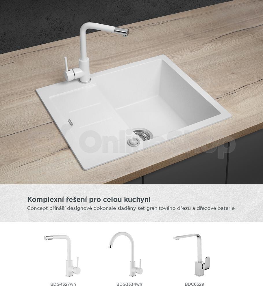Dřez Concept DG05C45wh Cubis granitový bílý