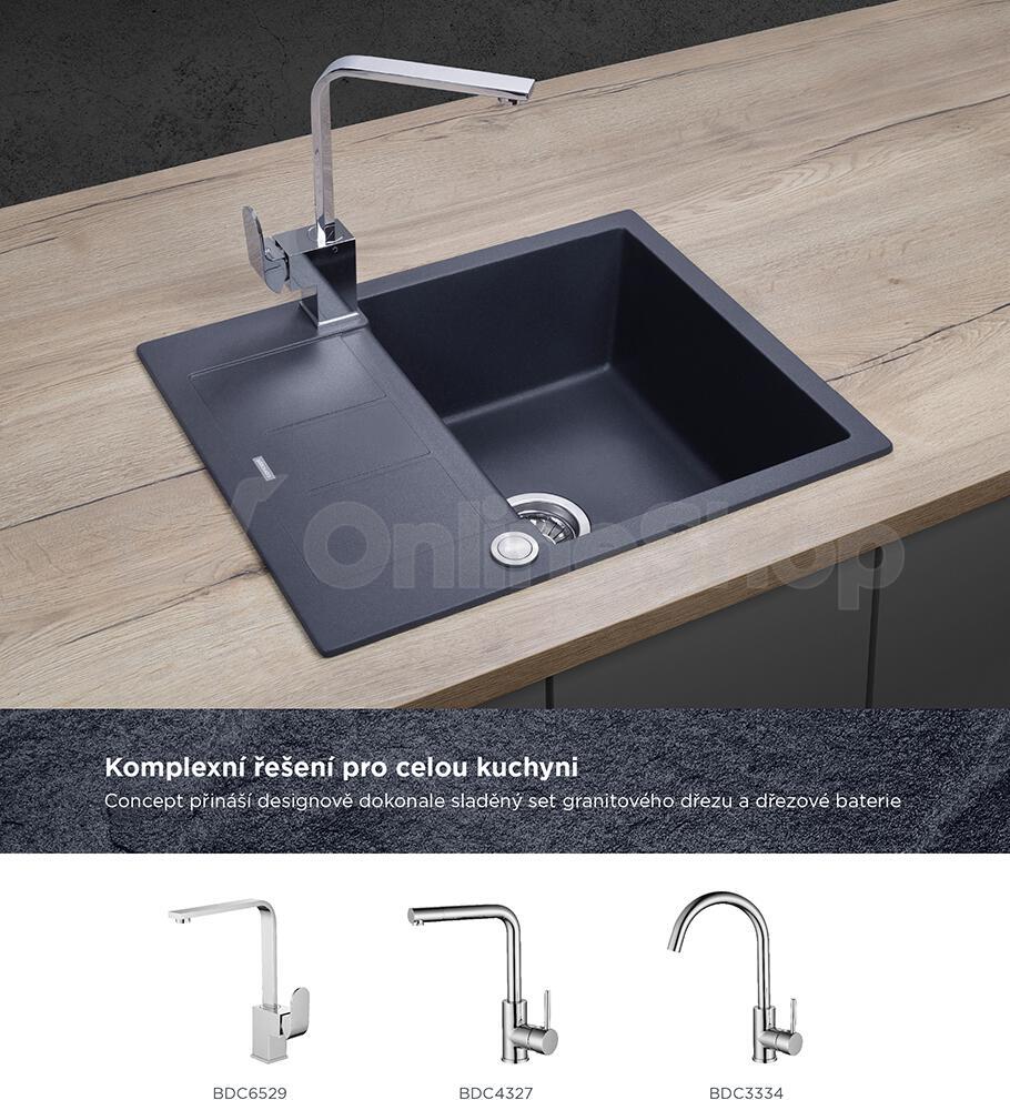 Dřez Concept DG05C45dg Cubis granitový tmavě šedý