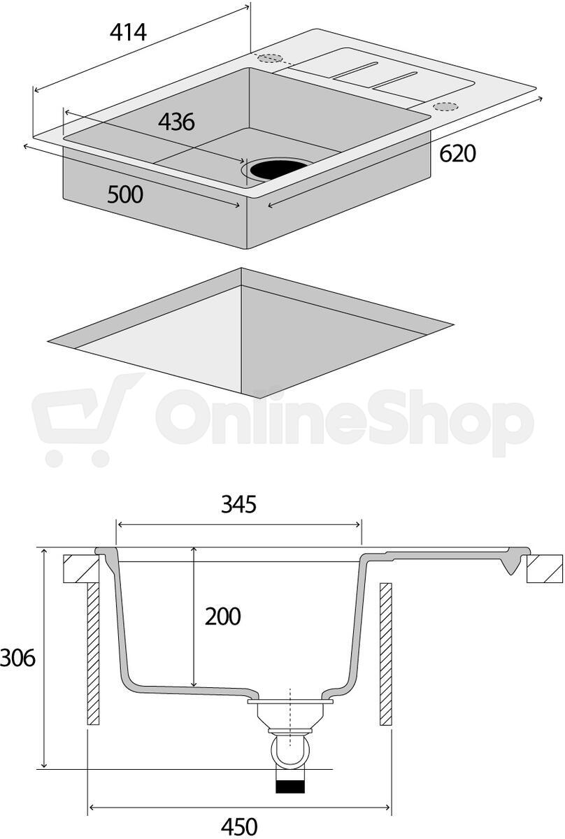 Dřez Concept DG05C45dg Cubis granitový tmavě šedý