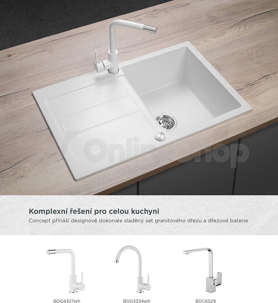Dřez Concept DG10C45wh Cubis granitový bílý