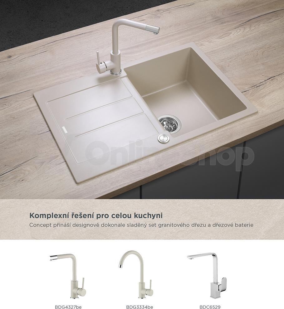 Dřez Concept DG10C45be Cubis granitový béžový