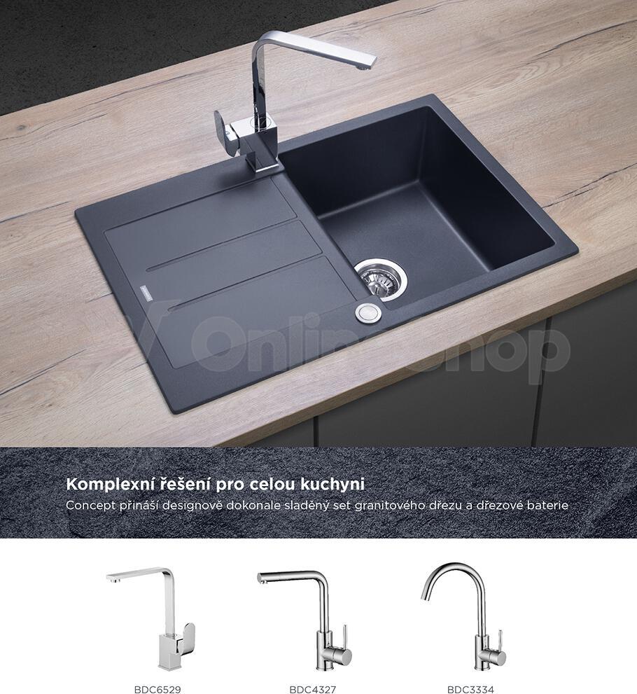 Dřez Concept DG10C45dg Cubis granitový tmavě šedý