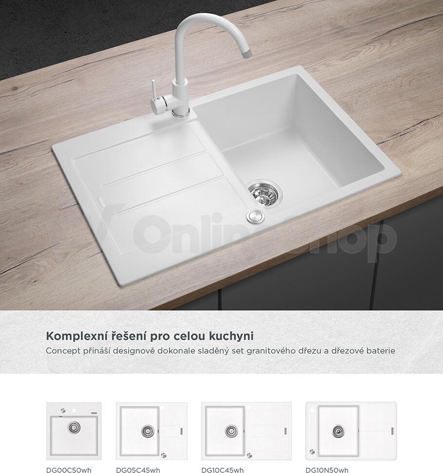 Dřezová baterie Concept BDG3334wh granit bílá
