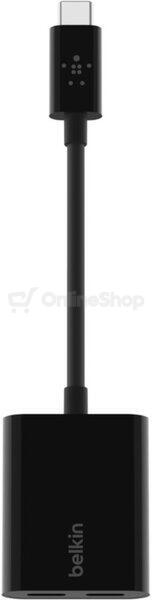 Belkin USB-C adaptér/rozdvojka - USB-C napájení + USB-C audio / nabíjecí adaptér, černá (F7U081btBLK)