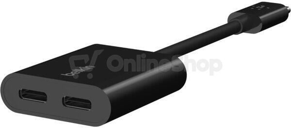Belkin USB-C adaptér/rozdvojka - USB-C napájení + USB-C audio / nabíjecí adaptér, černá (F7U081btBLK)