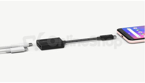 Belkin USB-C adaptér/rozdvojka - USB-C napájení + USB-C audio / nabíjecí adaptér, černá (F7U081btBLK)