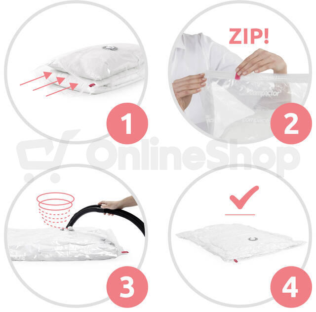 Sada 2ks vakuových úložných sáčků Compactor Bag Aspispace M 70 litrů, 55 x 90 cm