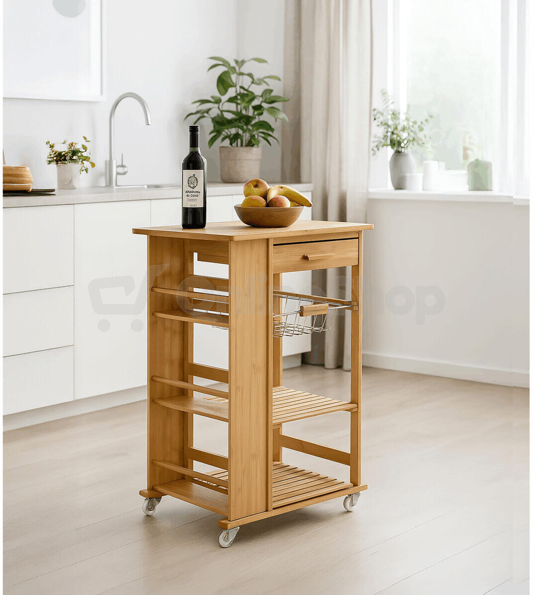 Regál, bambus, přírodní, DR-046 Autronic