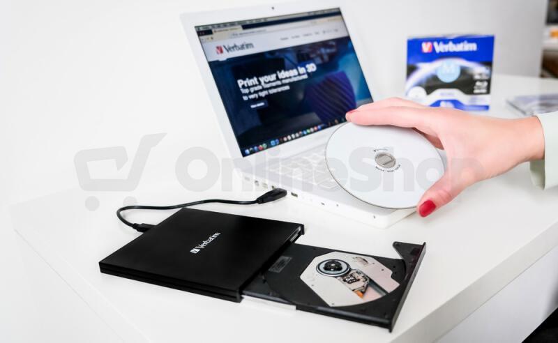 VERBATIM externí mechanika DVD-RW Rewriter USB-C, černá + NERO (43886)