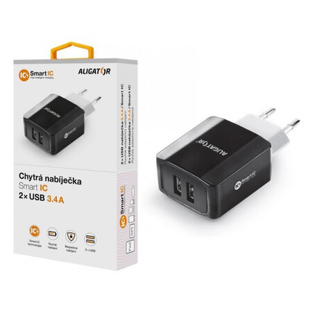 Aligator CHS0002 3.4A, 2xUSB, smart IC, černá (foto 4)