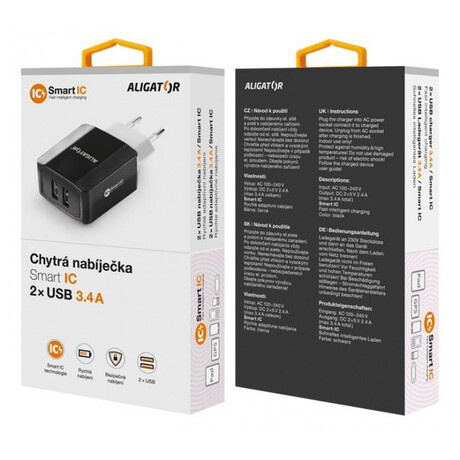 Aligator CHS0002 3.4A, 2xUSB, smart IC, černá (foto 5)