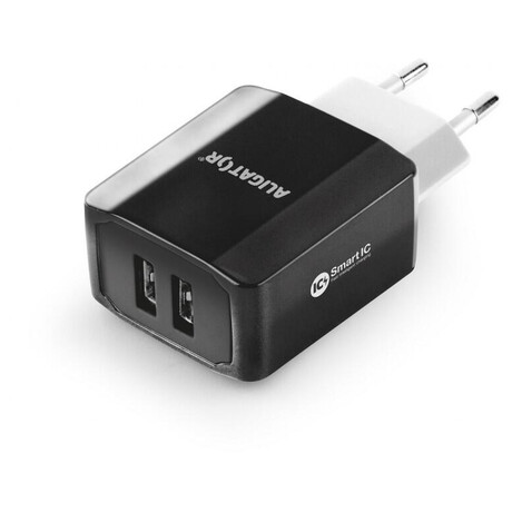 Aligator CHS0001 3.4A, 2xUSB, smart IC, černá, USB kabel pro iPhone/iPad 2A (foto 1)
