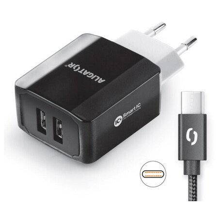Aligator CHS0004 3.4A, 2xUSB, smart IC, černá, USB-C kabel 2A (foto 3)