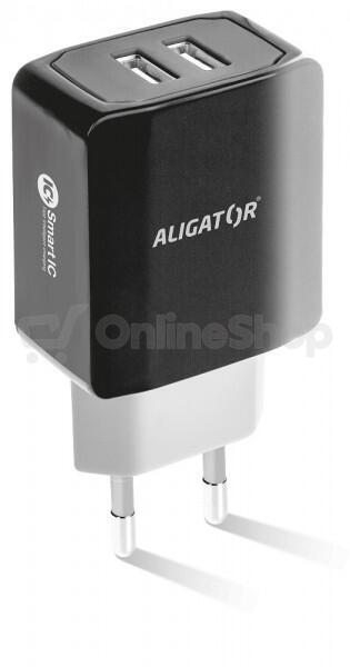 Nabíječka ALIGATOR CHS0004 3.4A, 2xUSB, smart IC, černá, USB-C kabel 2A
