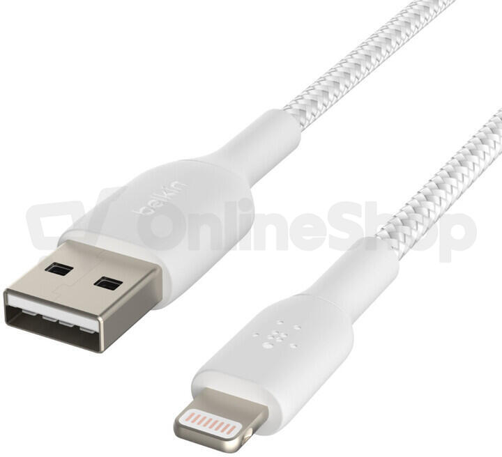 Belkin BOOST CHARGE Lightning/USB-A kabel, 15cm, bílý - odolný (CAA002bt0MWH)