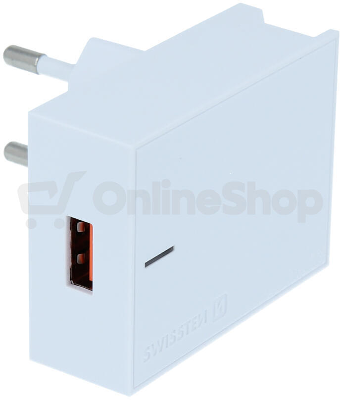 SWISSTEN SÍŤOVÝ ADAPTÉR 1x USB-A 22,5W, SUPER CHARGE BÍLÝ