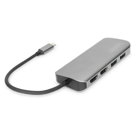 Digitus 8portov dokovac stanice USB-C, 2xUSB3.0, 1xRJ45, 2xHDMI, 1xPD, 1xMicro SD, 1xSD, ed (foto 1)