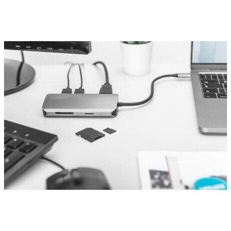 Digitus 8portov dokovac stanice USB-C, 2xUSB3.0, 1xRJ45, 2xHDMI, 1xPD, 1xMicro SD, 1xSD, ed (foto 5)