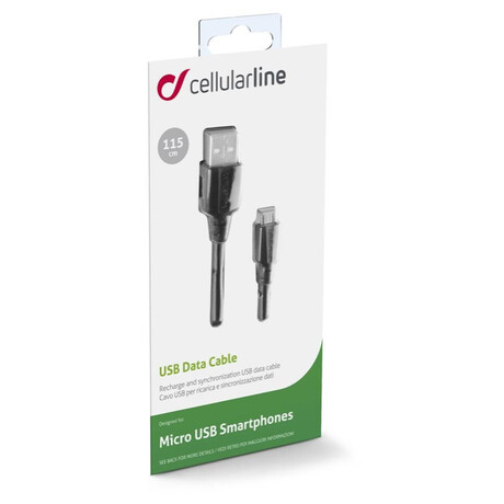 Datový USB kabel CELLULARLINE s konektorem microUSB, 120 cm, černý