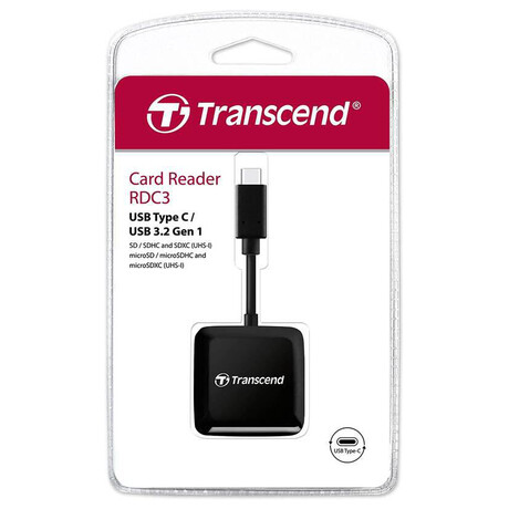 Transcend RDC3 USB-C (3.2 Gen 1) teka pamovch karet SDHC/SDXC (UHS-I)/microSDHC/microSDXC (UHS-I), ern (TS-RDC3)