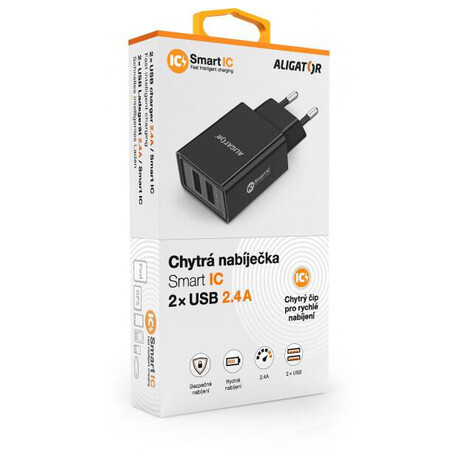 Aligator CD ALI s 2xUSB výstupem, 2,4A, smart IC, černá