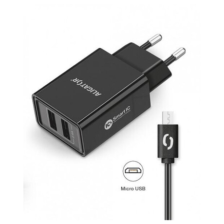 Aligator CD ALI MicroUSB 2xUSB výst. 2,4A, smart IC, černá