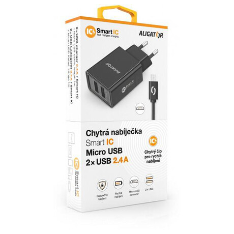 Aligator CD&nbsp;ALI MicroUSB 2xUSB výst. 2,4A, smart IC, černá (foto 4)