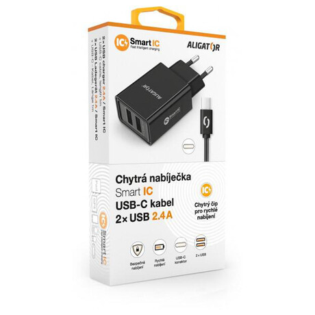 Aligator CD&nbsp;ALI USB-C 2xUSB výstup, 2,4A, smart IC, černá (foto 4)