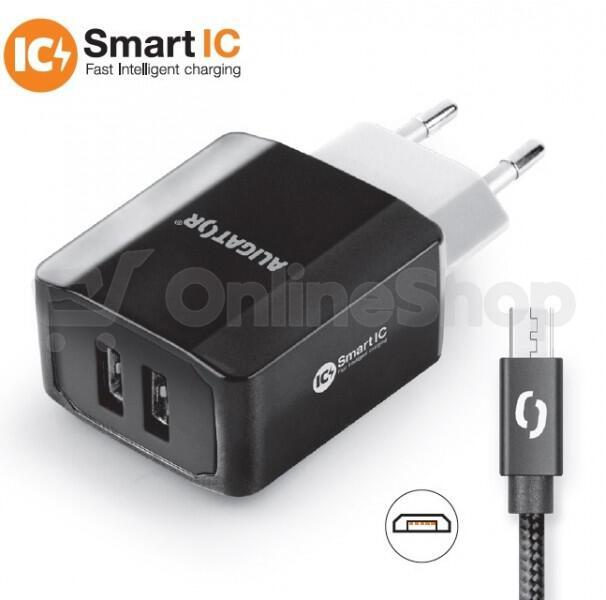 Aligator CD ALI MicroUSB 2xUSB výst. 3.4A, smart IC, černá