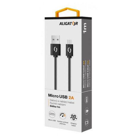 Datový kabel ALIGATOR 2A micro USB 1m, černý