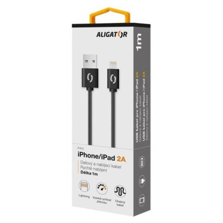 Datový kabel ALIGATOR 2A iPhone lightning 1m, černý