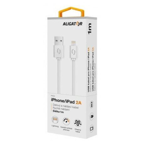 Datový kabel ALIGATOR 2A iPhone lightning 1m, bílý