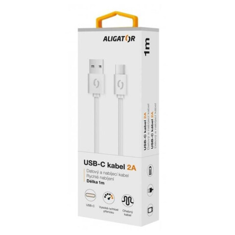 Datový kabel ALIGATOR 2A USB-C 1m, bílý
