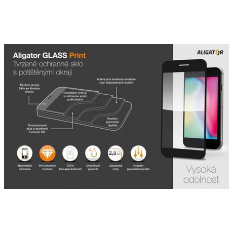 Ochranné tvrzené sklo ALIGATOR PRINT, Samsung S10e, černá, celoplošné lepení