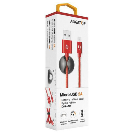 Datový kabel ALIGATOR PREMIUM 2A, Micro USB červený