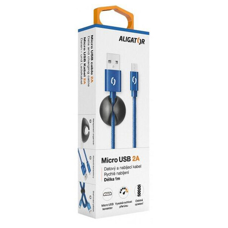 Datový kabel ALIGATOR PREMIUM 2A, Micro USB modrý