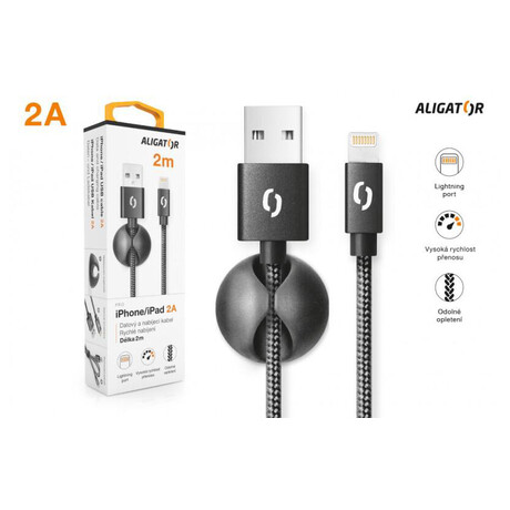 Dat. kab. ALIGATOR PREMIUM 2A, Lightning 2m černý