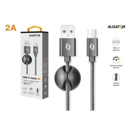 Datový kabel ALIGATOR PREMIUM 2A, USB-C černý