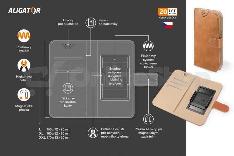 Pouzdro ALIGATOR UNI-FIX, velikost L (150*72), hnědá