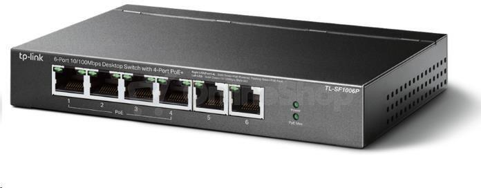 TP-Link TL-SF1006P 6x10/100 (4xPOE+) 67W kovový CCTV switch