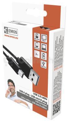 USB kabel EMOS USB 2.0 A/M - mini B/M 2m, černý