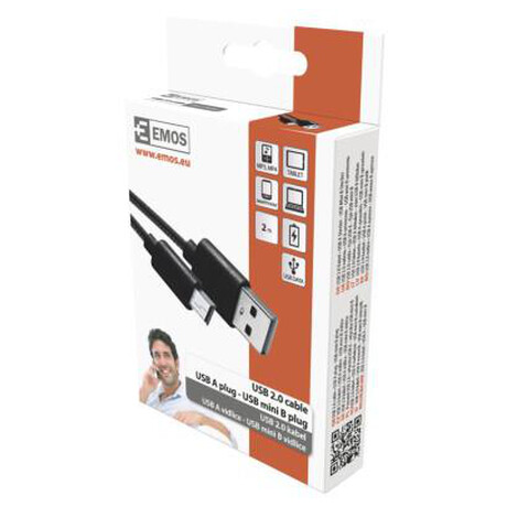 USB kabel EMOS USB 2.0 A/M - mini B/M 2m, ern