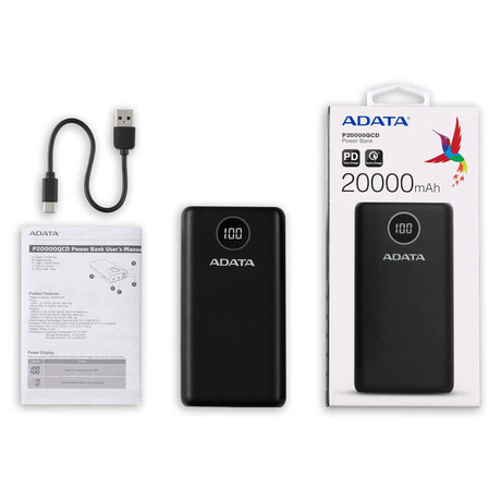 ADATA P20000QCD Power Bank 20000mAh ern (AP20000QCD-DGT-CBK)