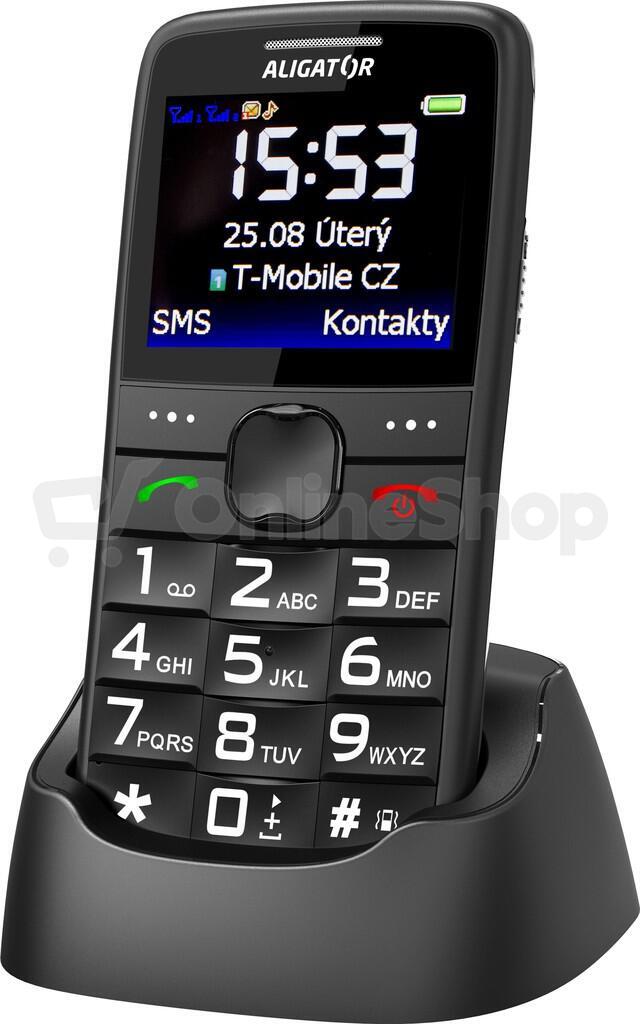 ALIGATOR A675 Senior černý + nabíjecí stojánek