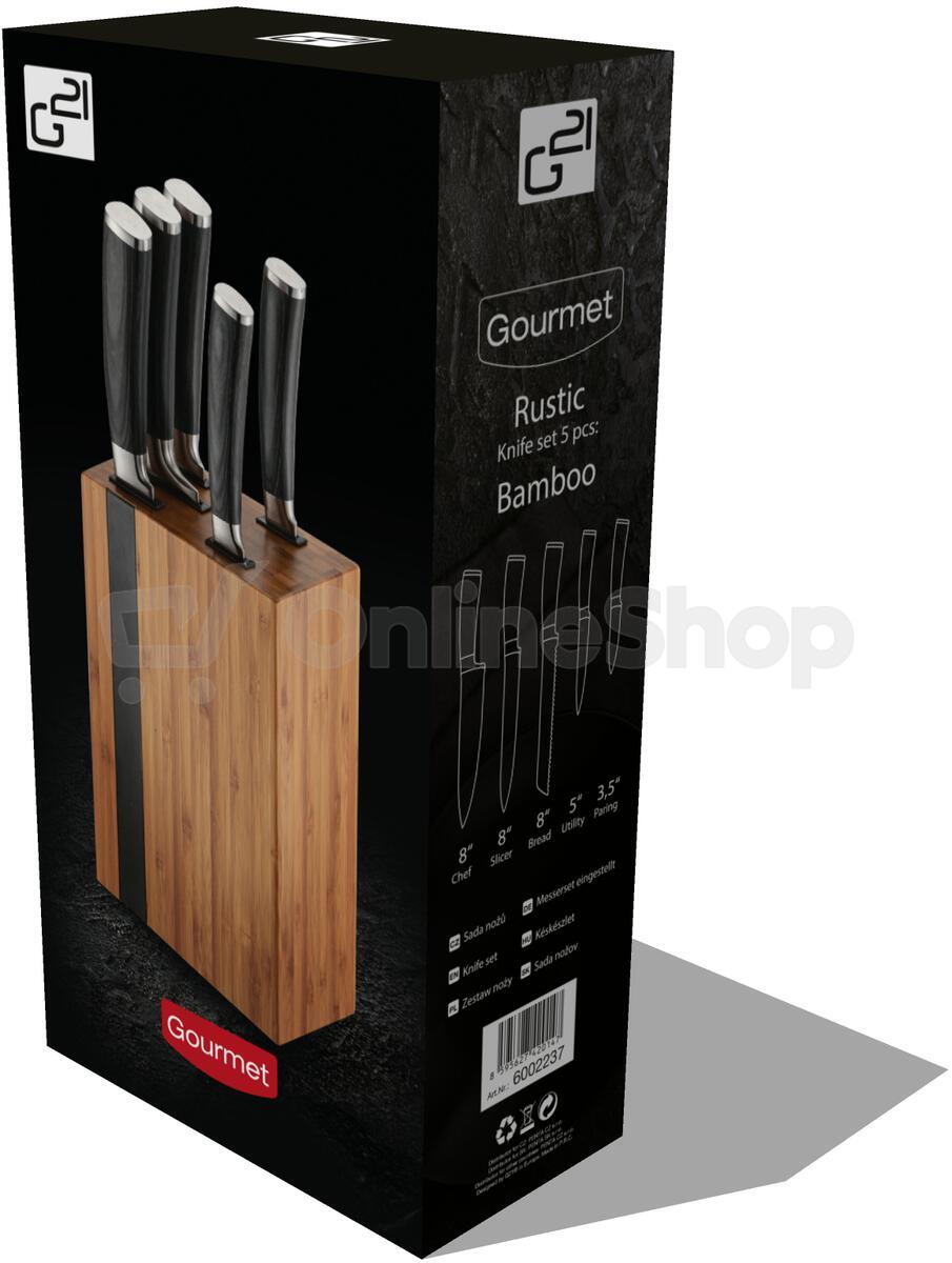 Sada nožů ve stojanu G21 Gourmet Rustic, 5 ks