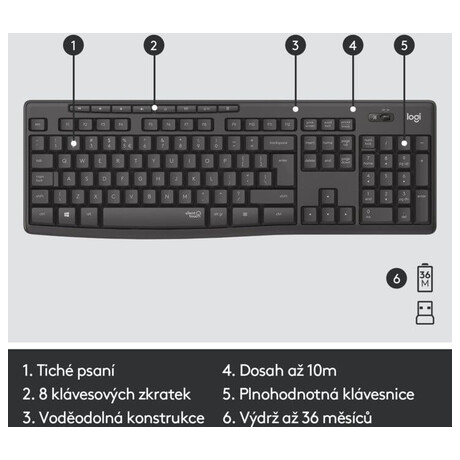 Logitech MK295 Silent, CZ/SK, graphite (foto 10)