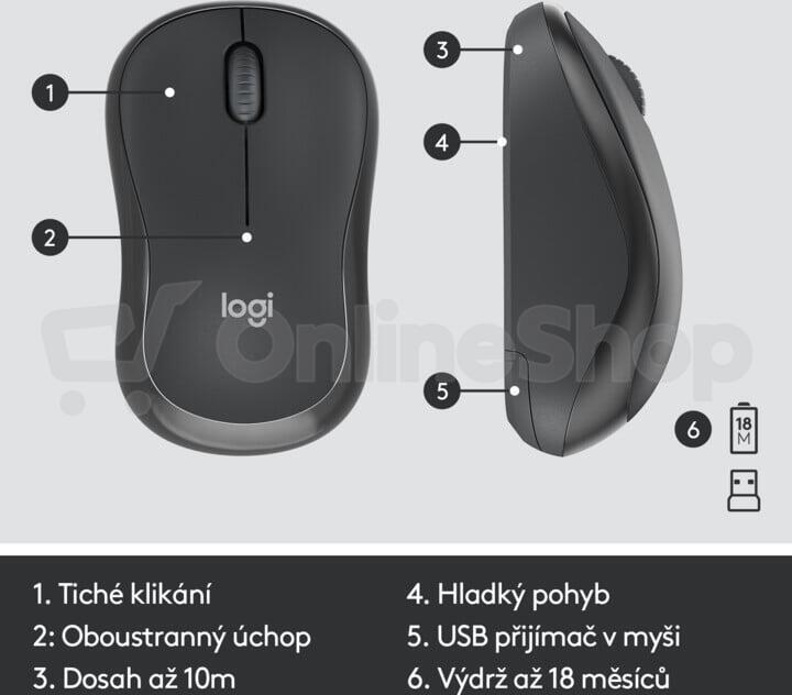 Klávesnice s myší Logitech MK295 Silent, CZ/SK, graphite