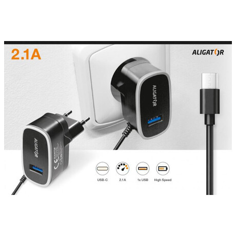 Aligator USB-C s&nbsp;USB výstupem 5V/2,1A, černá (foto 4)