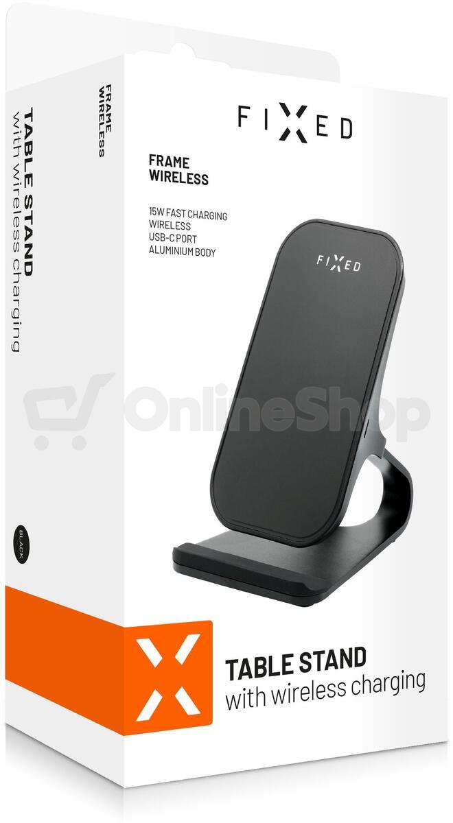 Stojánek s rychlým bezdrátovým nabíjením FIXED Frame Wireless, 15W, černý